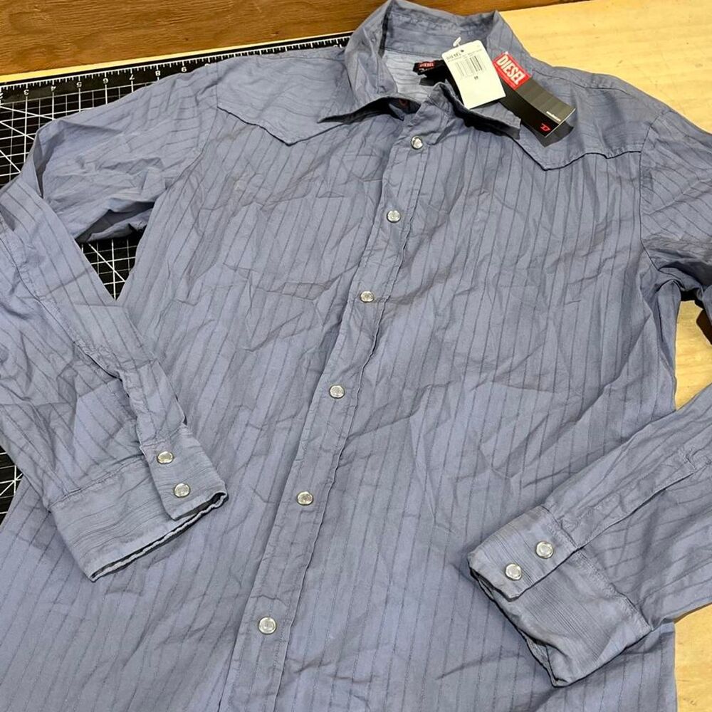 Diesel Men's Blue and Purple Shirt